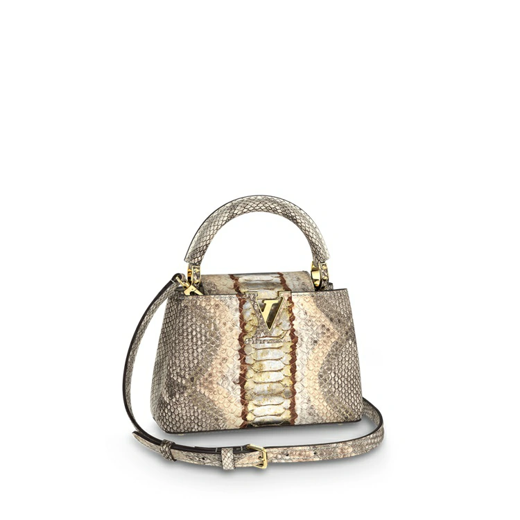 Capucines miniväska Python i handväskor för kvinnor Exotiska läderväskor samlingar av Louis Vuitton