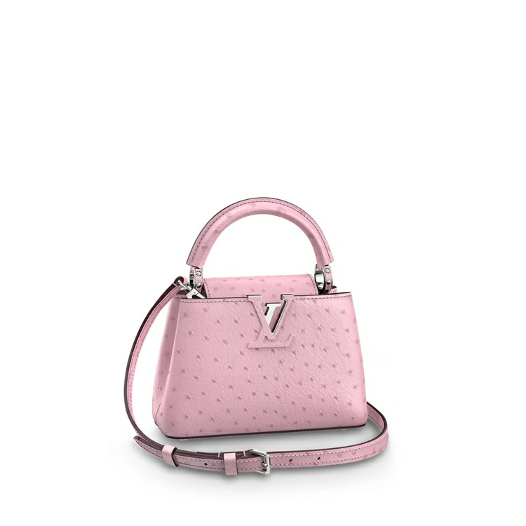 Capucines Miniväska Strutsläder i handväskor för kvinnor Exotiska läderväskorkollektioner av Louis Vuitton