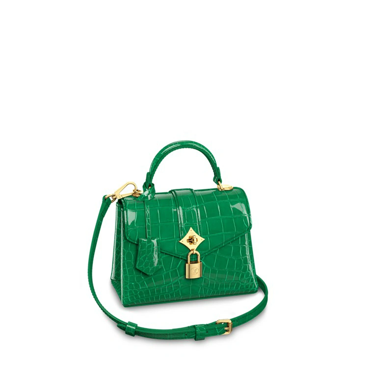 Rose Des Vents Mini Shiny Crocodile i handväskor för kvinnor Exotiska läderväskor samlingar av Louis Vuitton